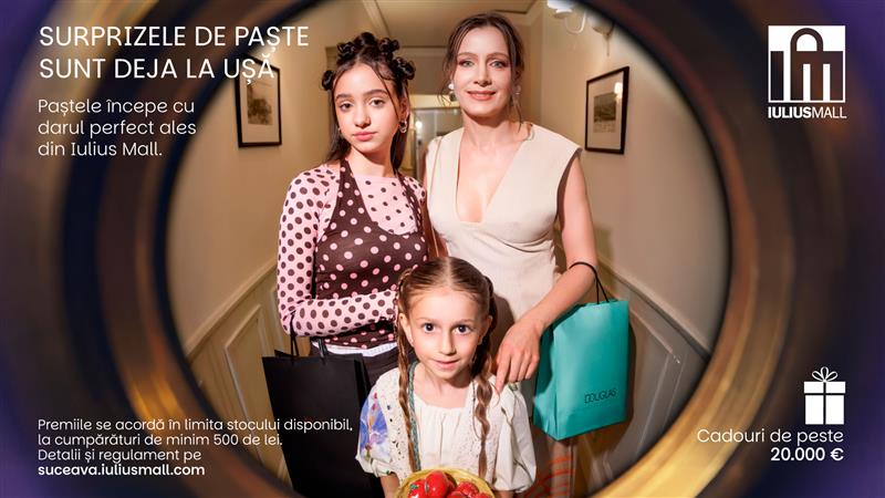 Cumparaturile de Paste iti ofera premii fantastice la Iulius Mall Suceava zeci de surprize zilnice si marele premiu un set de electrocasnice