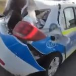 O soferita de 18 ani a lovit cu masina o autospeciala a politiei politistii sosiseras au interveni la un alt accident