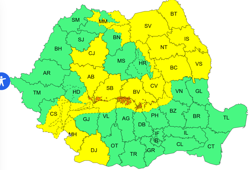 Un nou Cod galben emis de meteorologi a devenit activ in aceasta seara