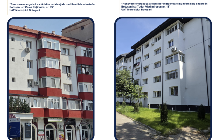 Comunicat Primaria Botosani privind implementarea proiectului Renovarea energetica a cladirilor rezidentiale din Botosani Etapa II
