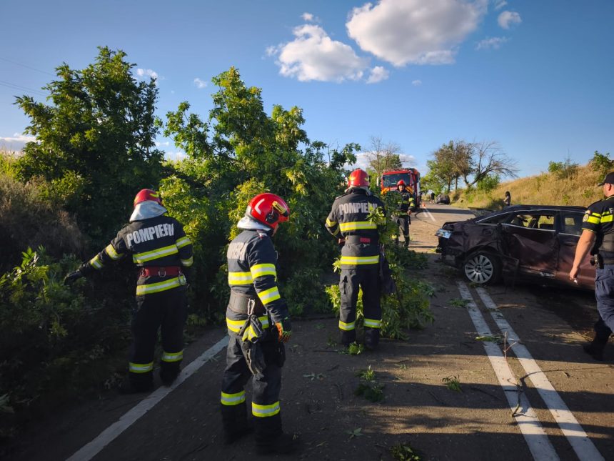 FOTO Accidentul de la Botosani provocat de un politist Tanarul a lovit un copac cu masina