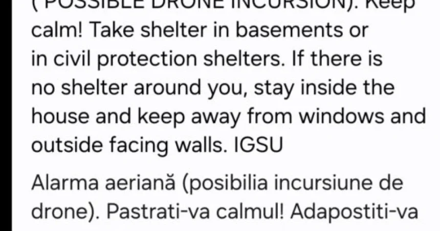 Alertă Ro-Alert la Botoșani, din cauza dronelor