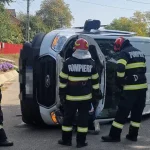Accident în Botoșani: o autoutilitară s-a răsturnat